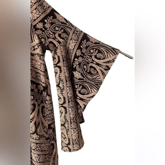 Gianni Bini Boho style Kaftan/Cover up. Black and cream paisley print. - Picture 2 of 6
